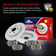 Ceramic Rear Brakes Pad and Rotors Drilled Slotted Solid Replacement Disc Brake Kits for Lexus Ct200H 2011 2012 2013 2014 2015 2016 2017, for Toyota Prius Plug-In 2012-2015/ Prius 2010-2022
