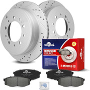 Ceramic Rear Brakes Pad and Rotors Drilled Slotted Vented Replacement Disc Brake Kits for Toyota Land Cruiser Sequoia 2008-2021/ Tundra 2007-2021, for Lexus Lx570 2008-2021