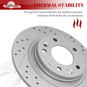 Ceramic Rear Brakes Pad and Rotors Drilled Slotted Solid Replacement Disc Brake Kits for Mercury Milan 2006-2011, for Mazda 6 2008 2009 2010 2011 2012 2013, for Mazda 6 S/i 2006-2007