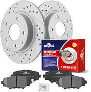Ceramic Rear Brakes Pad and Rotors Drilled Slotted Solid Replacement Disc Brake Kits for Mazda 3 Sport