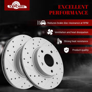 Ceramic Front Brakes Pad and Rotors Drilled Slotted Vented Replacement Disc Brake Kits for Mazda Cx-3 2016 2017 2018 2019 2020 2021 Fwd/ 3 2014-2015 2.0L/ 3 2016