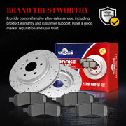 Front & Rear Drilled Slotted Rotors and Ceramic Disc Brake Pads Kit for Buick Enclave 2008-2017, for Chevy Traverse 2009-2017, for Saturn Outlook 2007-2010, for Gmc Acadia (Limited)