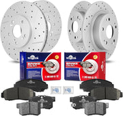Front & Rear Drilled Slotted Rotors and Ceramic Disc Brake Pads Kit for for Honda Accord Hybrid 2006-2007 And With 3.0L and Full Hybrid Ev-Gas (Fhev) Engine