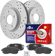 Ceramic Front Brakes Pad and Rotors Drilled Slotted Vented Replacement Disc Brake Kits for Nissan Sentra 2013 2014 2015 2016/ Sentra Naturally Aspirated 2017 2018 2019