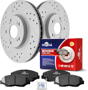Ceramic Front Brakes Pad and Rotors Drilled Slotted Vented Replacement Disc Brake Kits for Acura Ilx 2013 2014 2015 2.4L, for Honda Civic 2012-2015 Si/Cr-V 2005-2006