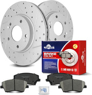 Ceramic Front Brakes Pad and Rotors Drilled Slotted Vented Replacement Disc Brake Kits for Hyundai Elantra 2017 2018 2019 2020 1.4L, 2.0L