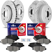 Front & Rear Drilled Slotted Rotors and Ceramic Disc Brake Pads Kit for Jeep Wrangler 2007 - 2017/ Wrangler JK 2018