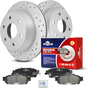 Ceramic Rear Brakes Pad and Rotors Drilled Slotted Vented Replacement Disc Brake Kits for Gmc Sierra 1500 1999 2000, for Silverado 1500 1999-2000/ Astro 2003-2005, for Gmc Safari 2003 2004 2005