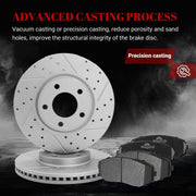 Front & Rear Drilled Slotted Rotors and Ceramic Disc Brake Pads Kit for Lincoln Mkx 2011-2015, for Ford Edge 2011 - 2014
