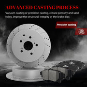 Ceramic Rear Brakes Pad and Rotors Drilled Slotted Solid Replacement Disc Brake Kits for Lexus Rx350 Rx450H 2010 2011 2012 2013 2014 2015, for Toyota Highlander 2014-2019/ Sienna 2011-2020