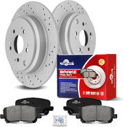 Ceramic Rear Brakes Pad and Rotors Drilled Slotted Solid Replacement Disc Brake Kits for Honda Odyssey 2011-2017/ Pilot 2009-2015, for Acura Mdx 2007-2013/ Zdx 2010-2013