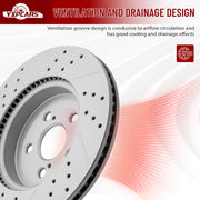 Front Drilled and Slotted Disc Brake Rotors for Toyota Corolla 2019-2022 2.0L/ Corolla 2020-2022 1.8L L4/ Corolla 2023-2025/ Prius Prime 2020-2022