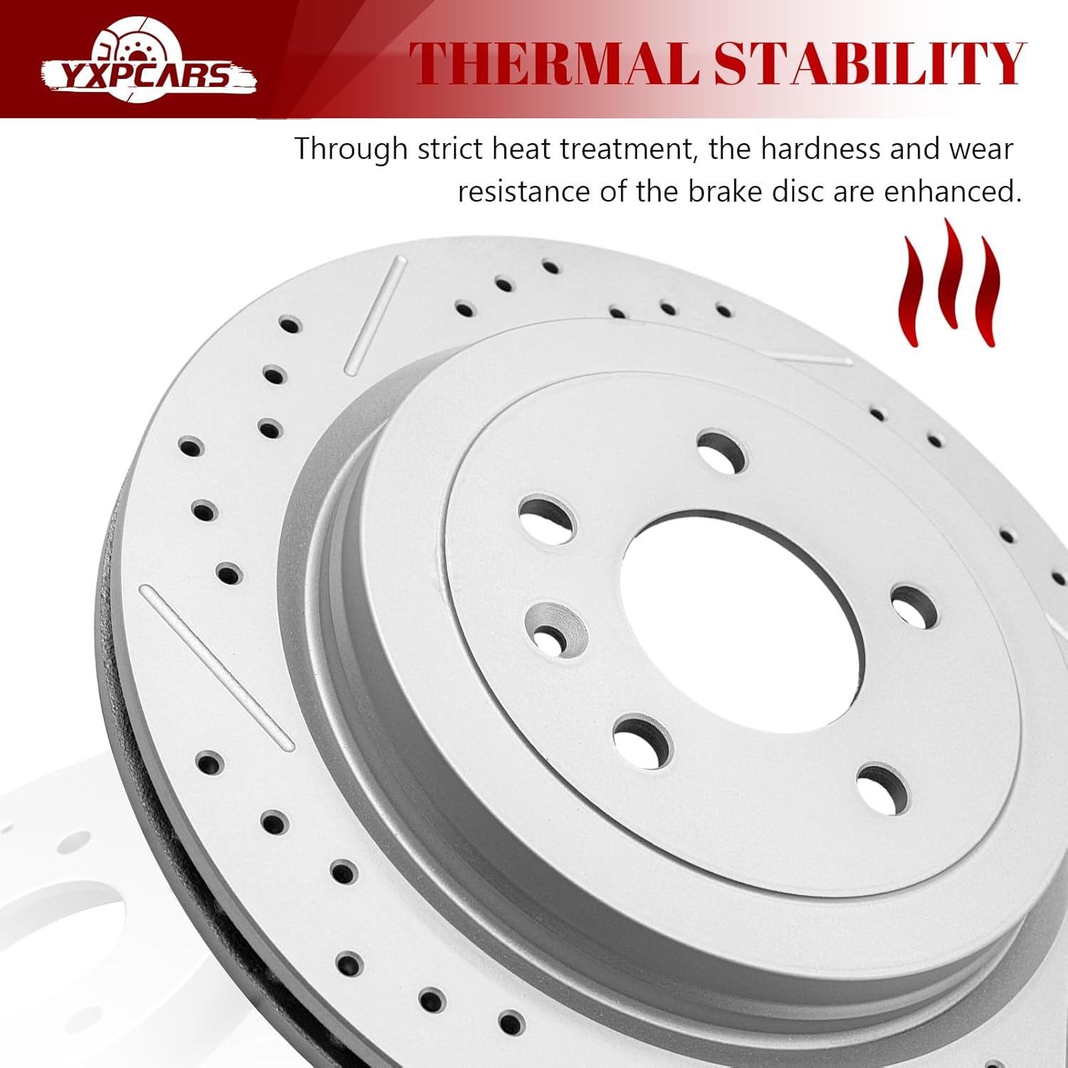Ceramic Rear Brakes Pad and Rotors Drilled Slotted Vented Disc Brake Kits for Cadillac Ats 2013-2015 (Ats 2016-2017 Exc V)