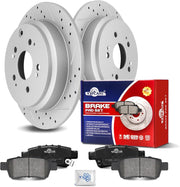 Ceramic Rear Brakes Pad and Rotors Drilled Slotted Solid Disc Brake Kits for Honda Odyssey 2005 - 2010