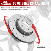 Front Drilled and Slotted Disc Brake Rotors Replacement for Ford Mustang Sub 2015 2016 2017 V6 w/ 12.60 Inch (320.0 mm)