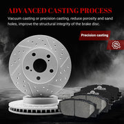 Front & Rear Drilled Slotted Rotors and Ceramic Disc Brake Pads Kit for Toyota Prius Plug-In 2012-2013/ Prius 2010-2014 2015, for Lexus Ct200H 2011-2013 with 259.0 mm Rear Rotor