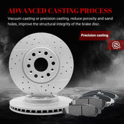 Ceramic Front Brakes Pad and Rotors Drilled Slotted Vented Replacement Disc Brake Kits for Buick Enclave 2018-2020, for Chevry Blazer 2019-2020/ Traverse 2018-2020, for GMC Acadia 2017-2020
