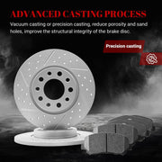 Front & Rear Drilled Slotted Rotors and Ceramic Disc Brake Pads Kit for Chrysler 200 2015 2016 2017 With 305.0 mm Front Rotor