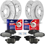 Front & Rear Drilled Slotted Rotors and Ceramic Disc Brake Pads Kit for SCION XB 2008 - 2015