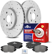 Ceramic Front Brakes Pad and Rotors Drilled Slotted Vented Replacement Disc Brake Kits for Chevry Equinox 2010-2017/ Impala 2017-2020, for Gmc Terrain 2010-2017, for Buick Allure 2010