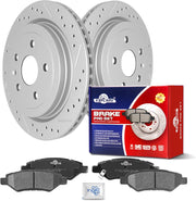 Ceramic Rear Brakes Pad and Rotors Drilled Slotted Vented Replacement Disc Brake Kits for Chevy Camaro 2010 2011 2012 2013 2014 2015 3.6L LS, LT
