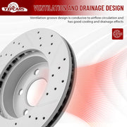 Front Drilled and Slotted Disc Brake Rotors for Jeep Liberty 2002-2007