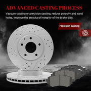 Ceramic Front Brakes Pad and Rotors Drilled Slotted Vented Disc Brake Kits for Mazda 6 2014-2018