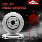 Front Drilled and Slotted Disc Brake Rotors Replacement for Dodge Durango, for Jeep Grand Cherokee Wk