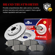 Ceramic Front Brakes Pad and Rotors Drilled Slotted Vented Replacement Disc Brake Kits for Jeep Wrangler 2007 2008 2009 2010 2011 2012 2013 2014 2015 2016 2017/ Wrangler Jk 2018