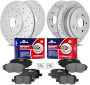 Front & Rear Drilled Slotted Rotors and Ceramic Disc Brake Pads Kit for Honda Odyssey 2002 2003 2004