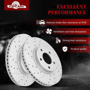 Ceramic Front Brakes Pad and Rotors Drilled Slotted Vented Replacement Disc Brake Kits for Ford Edge 2010 2011 2012 2013 2014/ Edge 2007-2009 Awd, for Lincoln Mkx 2010-2015/ Mkx 2007-2009 Awd