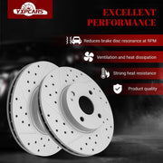 Ceramic Front Brakes Pad and Rotors Drilled Slotted Vented Replacement Disc Brake Kits for Scion iA 2016, for Toyota Yaris iA 2017-2018, Yaris L/LE/XLE 2019-2020