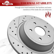 Ceramic Rear Brakes Pad and Rotors Drilled Slotted Solid Disc Brake Kits for Ford Escape 2017 - 2019/ Fusion 2013-2019, for Lincoln Mkc 2015-2019/ Mkz 2013 - 2016 Gas