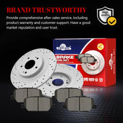 Ceramic Rear Brakes Pad and Rotors Drilled Slotted Solid Replacement Disc Brake Kits for Mitsubishi Outlander 2018/ Outlander Fwd 2017/ Outlander Phev 2018 2019 2020 (Manual Parking Brake)