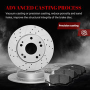 Front & Rear Drilled Slotted Rotors and Ceramic Disc Brake Pads Kit for Honda Civic Si Hfp/Si 2012, Civic Si 2013-2015, for Acura Ilx 2013 2014 2015 with 2.4L