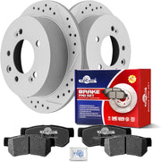 Ceramic Rear Brakes Pad and Rotors Drilled Slotted Solid Replacement Disc Brake Kits for Hyundai Elantra 2007-2008/ Elantra 2009 Gl, Gls, L, Limited, Se (Rear Brake Type: Disc)