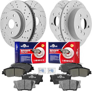 Front & Rear Drilled Slotted Rotors and Ceramic Disc Brake Pads Kit for Toyota Camry 2021 2022 2023 2024 Fwd, Le, Se Nightshade, Se