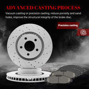 Ceramic Front Brakes Pad and Rotors Drilled Slotted Vented Replacement Disc Brake Kits for Ford Mustang 2015 2016 2017 3.7L; V6