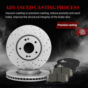 Ceramic Front Brakes Pad and Rotors Drilled Slotted Vented Replacement Disc Brake Kits for Kia Forte (Koup) 2.4L 2010 2011 2012 2013/ Forte5 2013