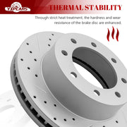 Ceramic Front Brakes Pad and Rotors Drilled Slotted Vented Replacement Disc Brake Kits for Ford F-450 Super Duty 2010 2011 2012 Built After 02/22/2010