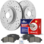 Ceramic Front Brakes Pad and Rotors Drilled Slotted Vented Replacement Disc Brake Kits for Subaru Impreza 2017 2018 2019 2020 2021 2022 2023