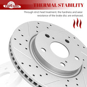 Ceramic Front Brakes Pad and Rotors Drilled Slotted Vented Replacement Disc Brake Kits for Scion Xb 2008 2009-2015, for Lexus Hs250H 2010 2011 2012, for Toyota Prius V 2012 2013 2014-2016 2017