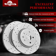 Ceramic Front Brakes Pad and Rotors Drilled Slotted Vented Disc Brake Kits for Ford Explorer 2011-2012/ Flex 2009-2011/ Taurus, for Lincoln MKS 2011-2012/ MKT 2010-2013 2014 2015 2016 2017 2018 2019