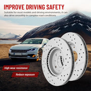 Front Drilled and Slotted Disc Brake Rotors Replacement for Nissan March 2012-2017/ Micra 2015 2016 2017 2018 2019/ Note 2014-2017/ Tiida 2012/ Versa 2012 1.6L/ Versa Note 2014-2019/ Versa 2013-2019