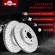 Ceramic Front Brakes Pad and Rotors Drilled Slotted Vented Replacement Disc Brake Kits for Dodge Charger/Challenger/Magnum, for Chrysler 300
