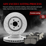 Ceramic Front Brakes Pad and Rotors Drilled Slotted Vented Replacement Disc Brake Kits for Ford Mustang 2.3L L4, 5.0L V8