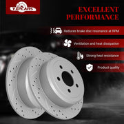 Ceramic Rear Brakes Pad and Rotors Drilled Slotted Solid Replacement Disc Brake Kits for Dodge Nitro 2007-2011, for Jeep Liberty 2008 2009 2010 2011 2012