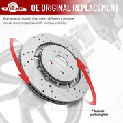 Front Drilled and Slotted Disc Brake Rotors for Lincoln Mks 2013-2016/ Mkt 2013-2019, for Ford Taurus 2013-2019 Sho/Explorer 2013-2014 HD Brakes/ 2015-2019 Except Base/Flex 2013-2019 HD Brakes
