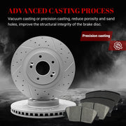 Front & Rear Drilled Slotted Rotors and Ceramic Disc Brake Pads Kit for Hyundai Santa Fe Sport 2013-2016 2.4L/2.0L, for Kia Sorento 2014-2015 with Plain Caliper