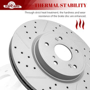 Front & Rear Drilled Slotted Rotors and Ceramic Disc Brake Pads Kit for Honda Cr-V 2017-2019, Cr-V 2020 1.5L Gas, Cr-V 2021 2002 2023 Gas